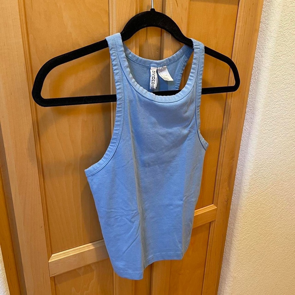 Women’s Sky Blue Crop Racerback Tank Top Size Small - Picture 3 of 4